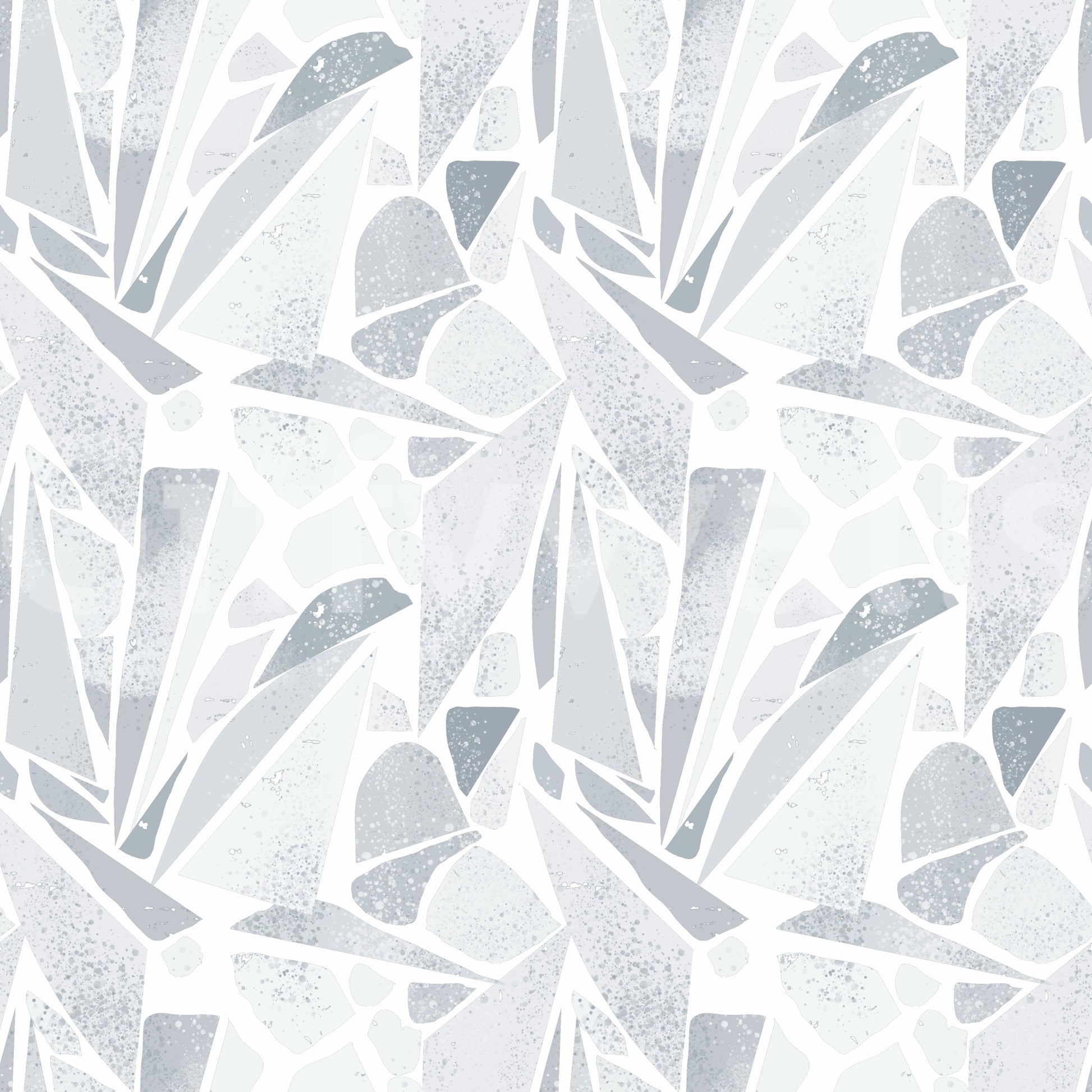 Light gray washes contrast cleanly with crisp white on Mosaic wallpaper.
