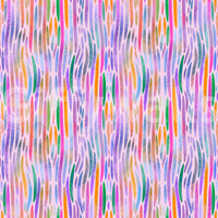 Pink, magenta and turquoise threads flow through the multicolor rainbow pattern wallpaper