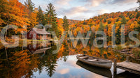 Still lake mirror reflection in the Autumn Lakeside Dream wall mural surface