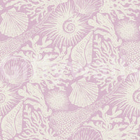 Boho Seashell Lavender wallpaper swatch showing purple and cream tones