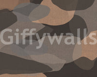 Tan and charcoal pebble forms merge across this organic layers wall mural