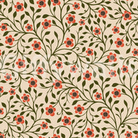 Trailing vines and orange blooms pattern the Folk Floral Vines wallpaper