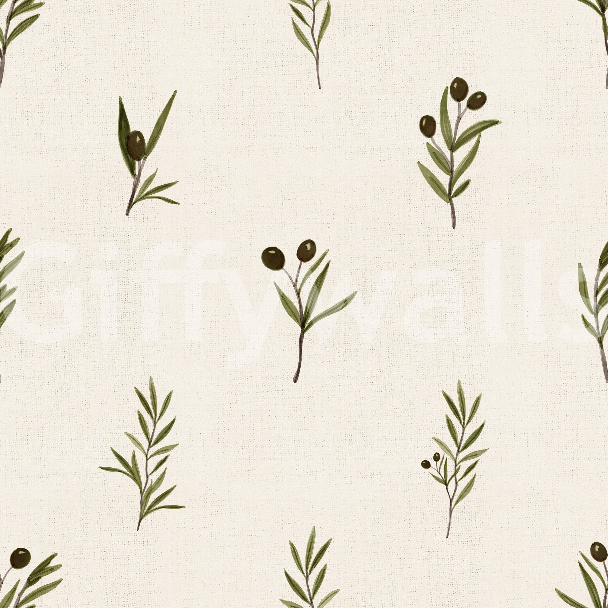 Continuous floral arrangement displayed perfectly across this realistic Olive wallpaper.