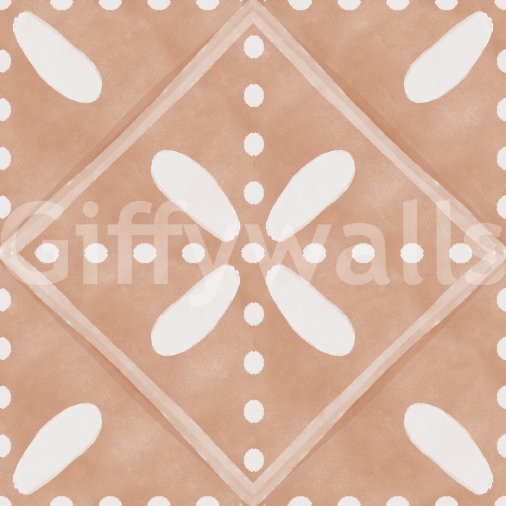 Dotted borders outline the floral shapes on this Cotto wallpaper.
