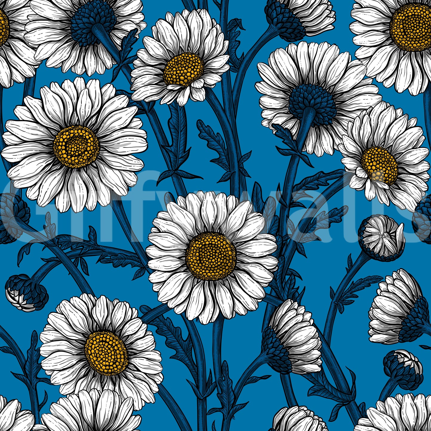 Daisies on blue 2 Wallpaper⁠
