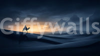 Star-flecked sky stretches over dunes in this Starry Dune Odyssey wall mural piece.
