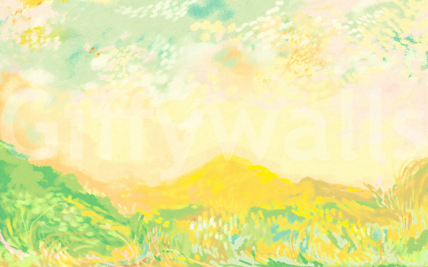 Gentle green shading across the meadow whispers wall mural