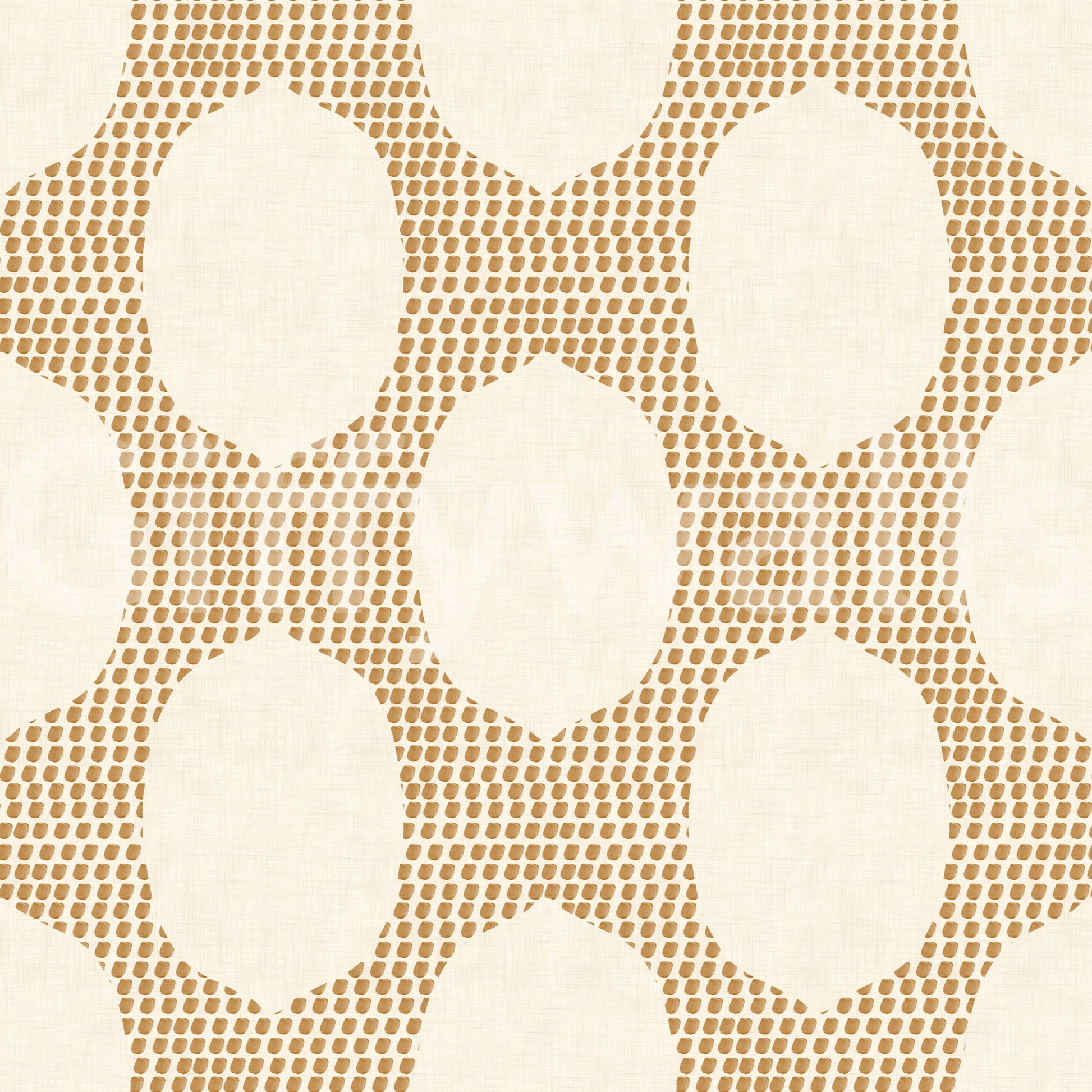 Warm, sandy tones give this beachy boho wallpaper a handmade mosaic look