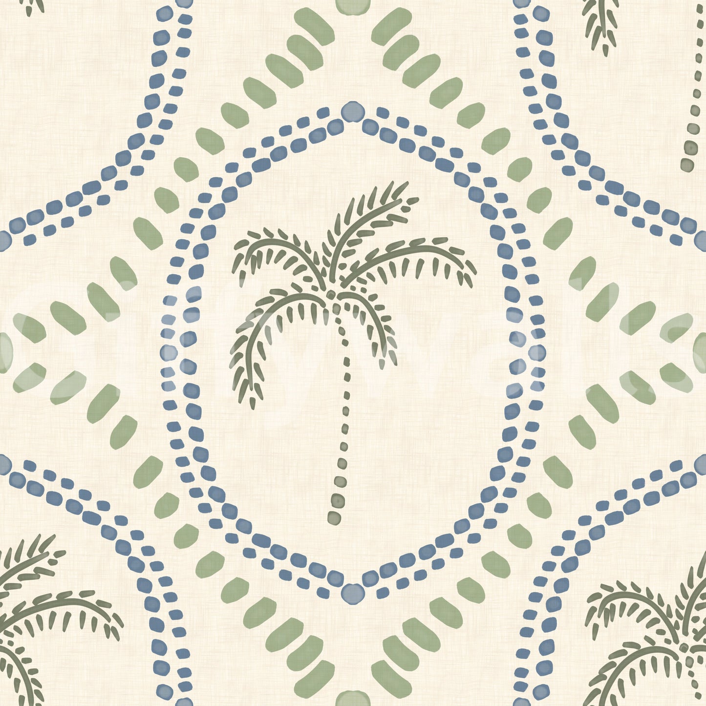 Muted coastal green tones stand out beautifully on this botanical wallpaper.