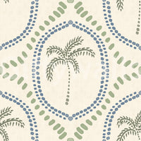Muted coastal green tones stand out beautifully on this botanical wallpaper.