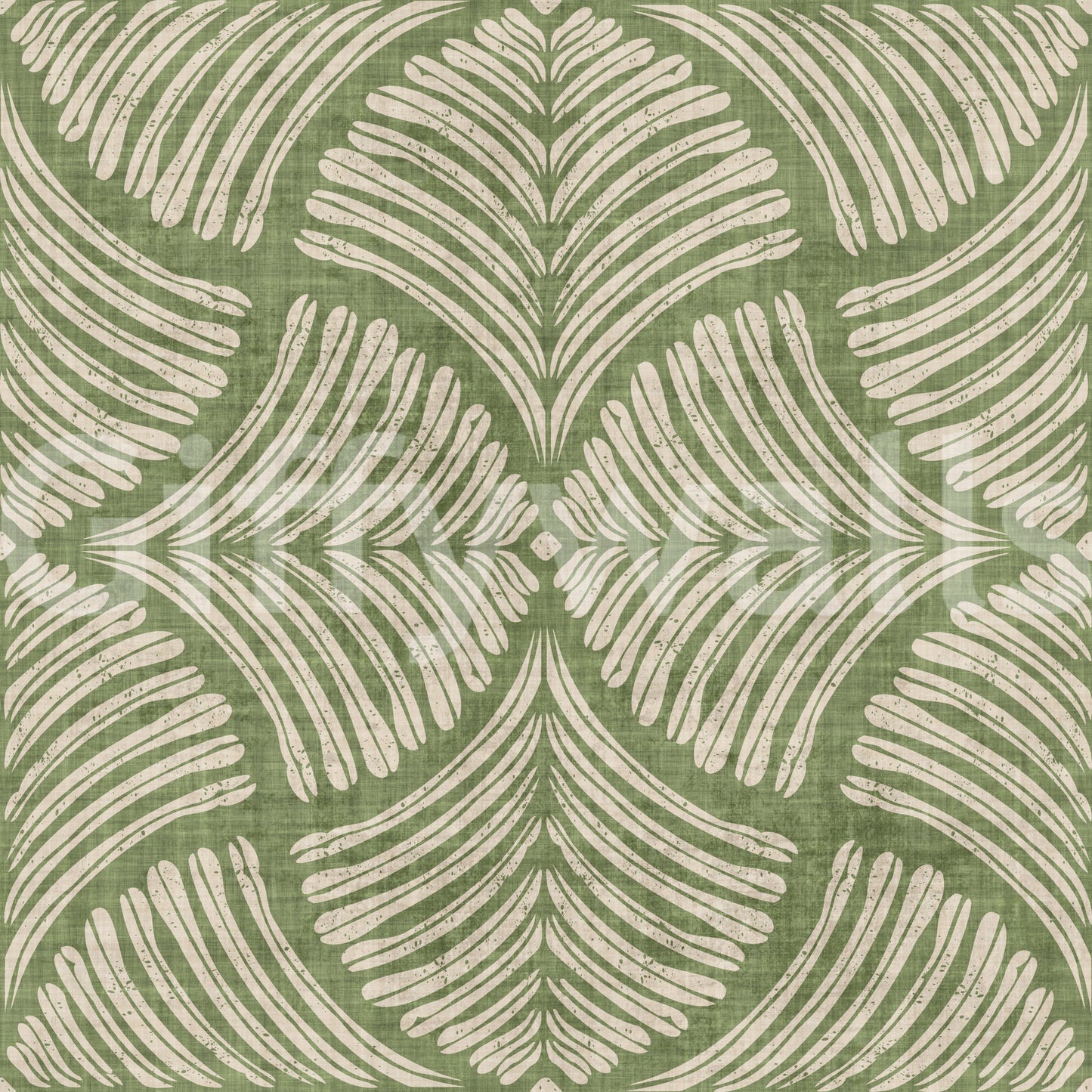 Geometric elements within the Moss Green Textured Scallops Fan wallpaper.