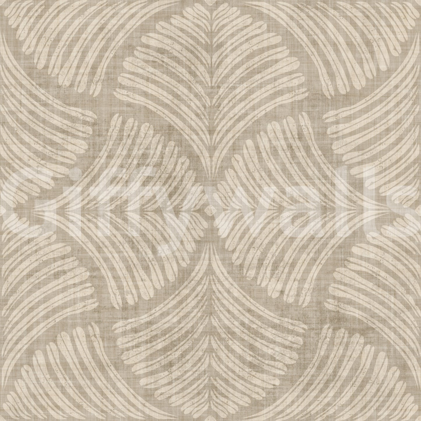 Each tile repeats into a quiet kaleidoscope on the Scallops Fan wallpaper.