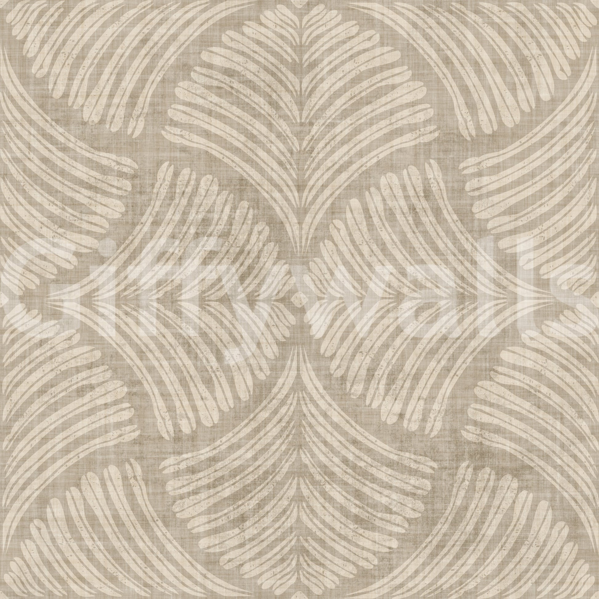 Each tile repeats into a quiet kaleidoscope on the Scallops Fan wallpaper.