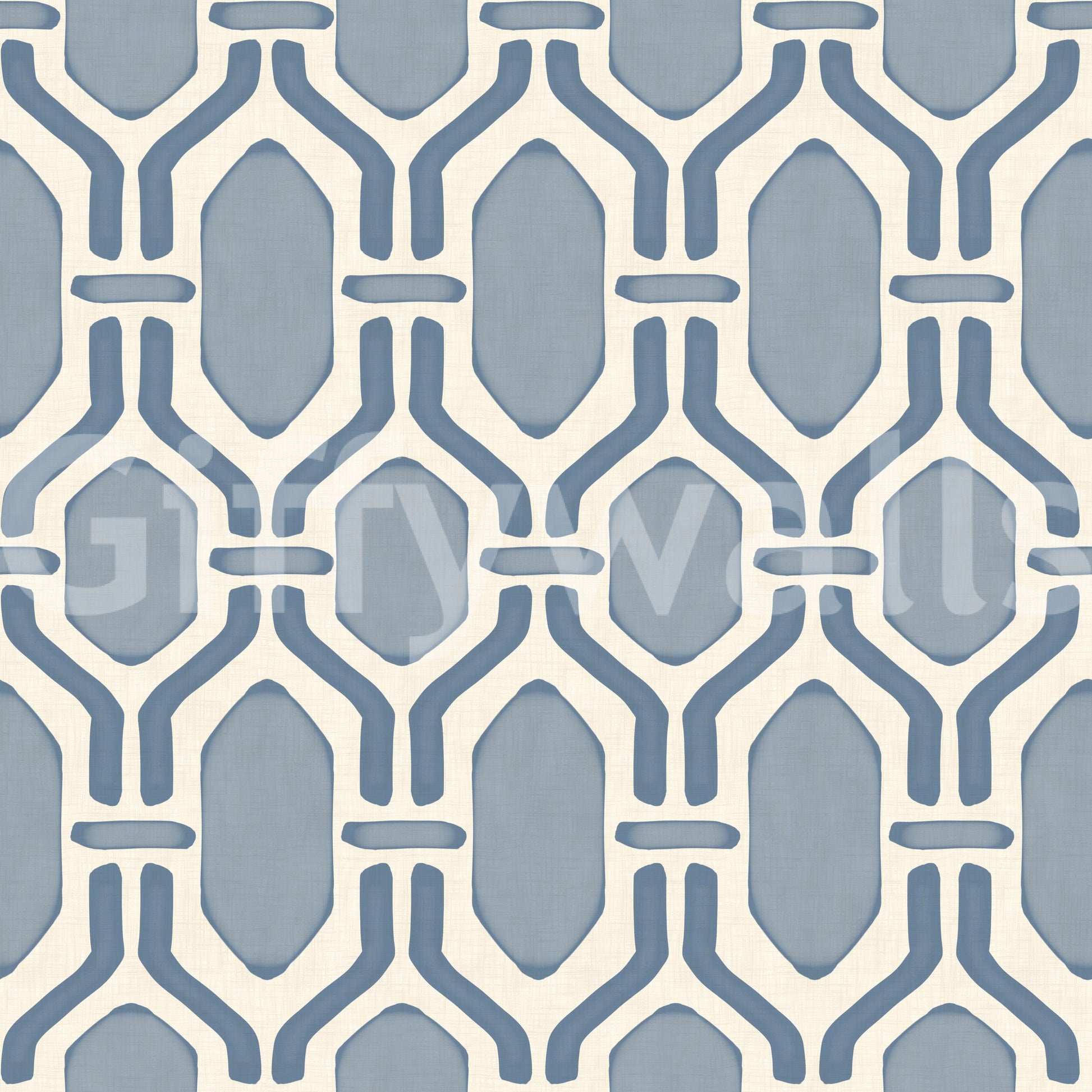 Crisp cream outlines form this geometric trellis wallpaper.