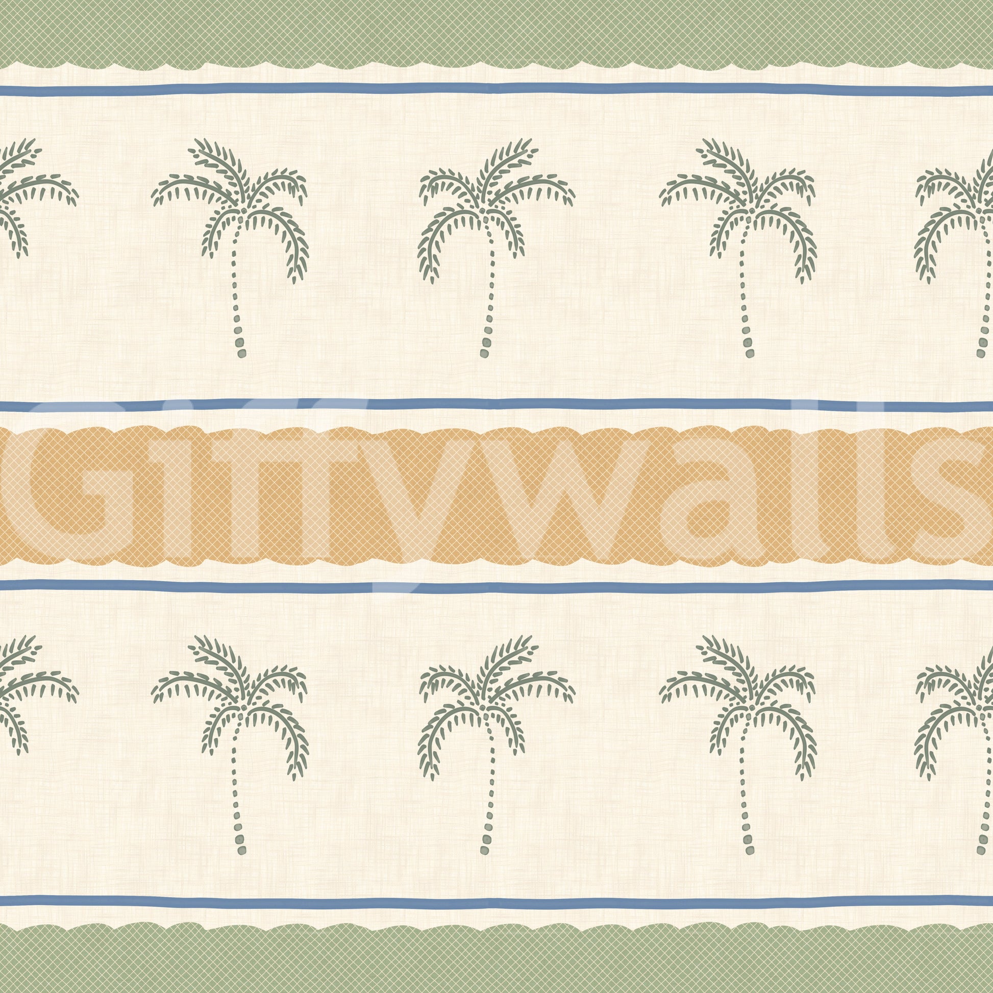 Marrakesh Orizzontal Striped Ornament Wallpaper defining a coastal pattern.