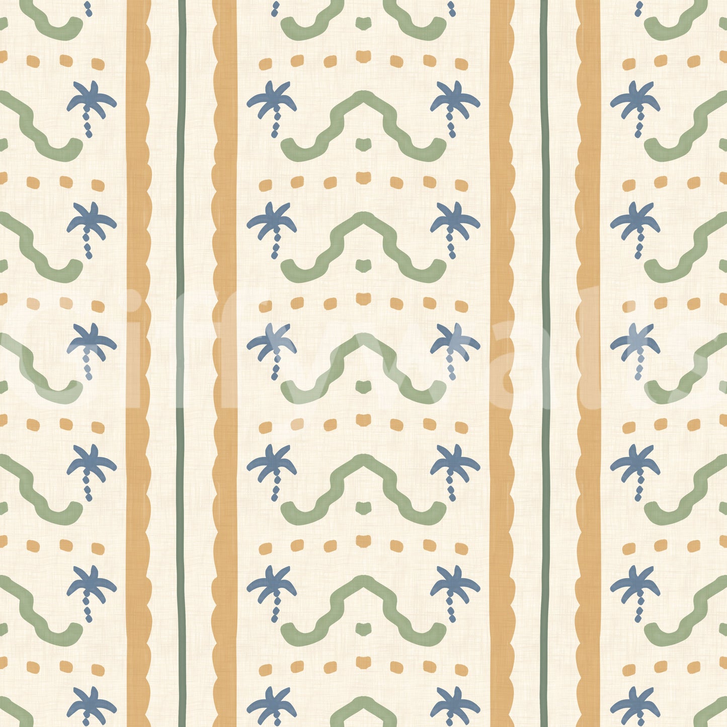 Botanical pattern showcasing the Marrakesh Striped Ornament Wallpaper.