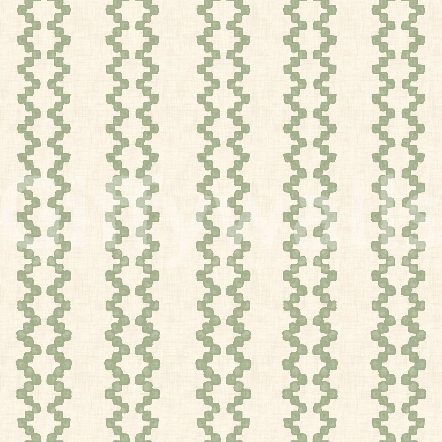 Repeating zigzag stripes give this zellige wallpaper a quiet coastal rhythm.