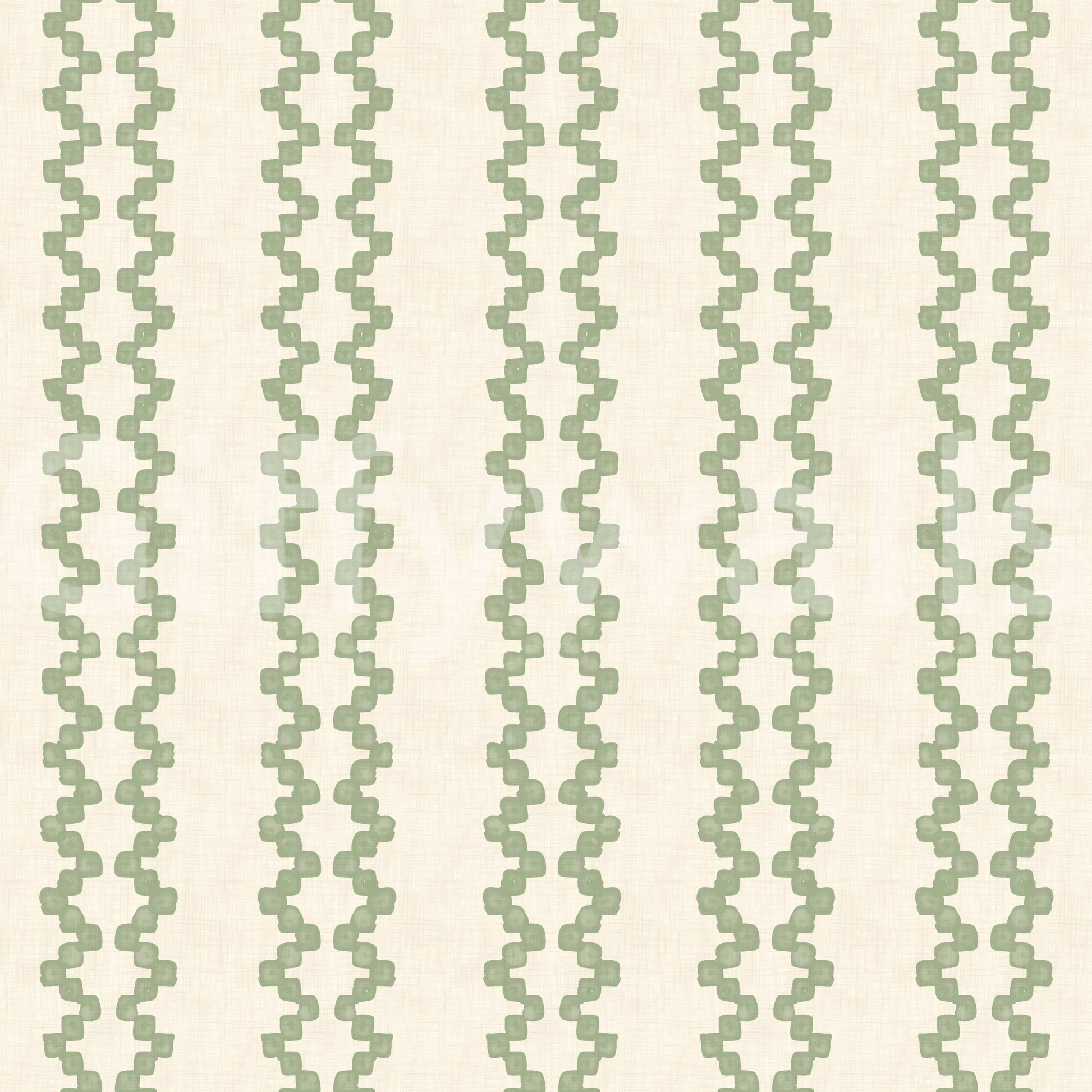 Repeating zigzag stripes give this zellige wallpaper a quiet coastal rhythm.