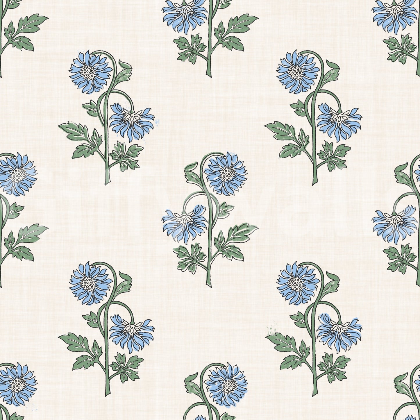 Fine linework outlines each bloom in the Azure Petal Harmony wallpaper pattern