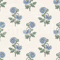 Fine linework outlines each bloom in the Azure Petal Harmony wallpaper pattern