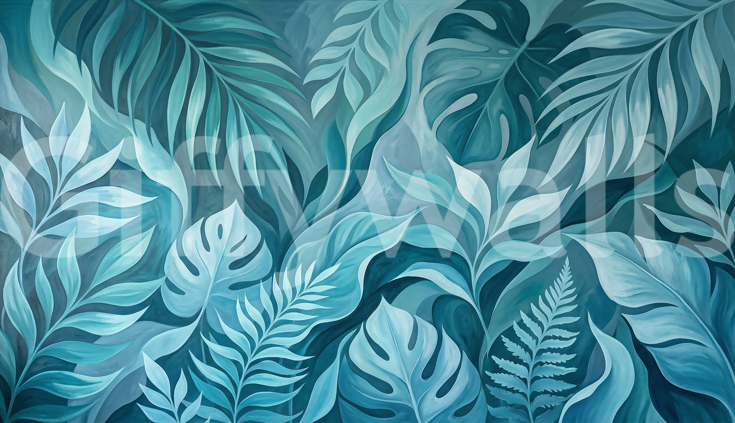 Teal Tropical Canopy Wall Mural