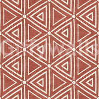 Block-stamped tribal triangles forming the terracotta wallpaper pattern