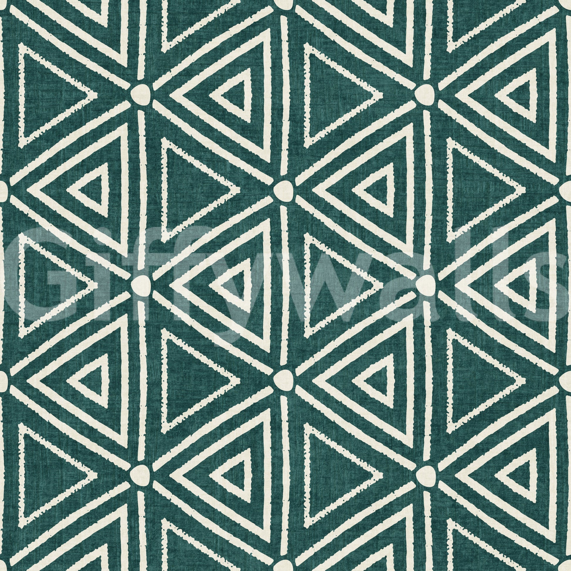 Freehand lines give the Geometric Triangles Boho wallpaper a handmade, uneven edge