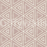 Blush and ecru pairing keeps the boho mudcloth wallpaper warm and low-contrast
