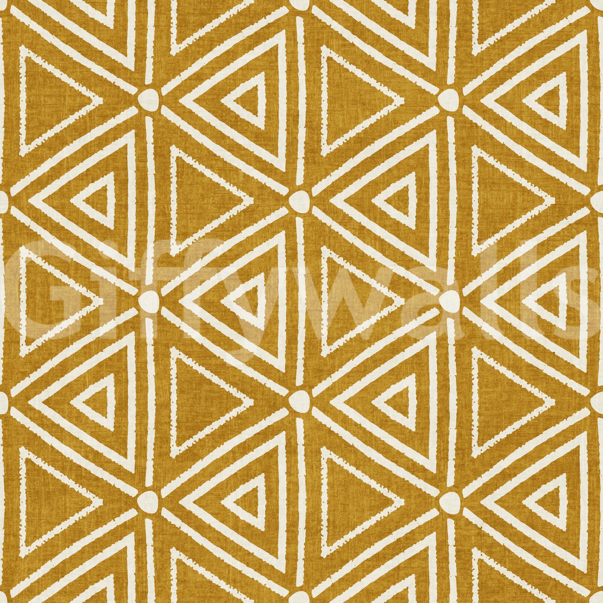 Worn, textured edges keep the triangle motif looking woven in mudcloth wallpaper