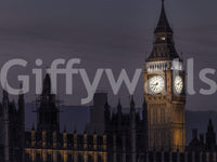 Calm skyline lines up tower and Parliament on the Twilight Over Big Ben wall mural.