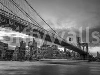 Iron rivets shine across the bridge frame in this NYC Night wall mural