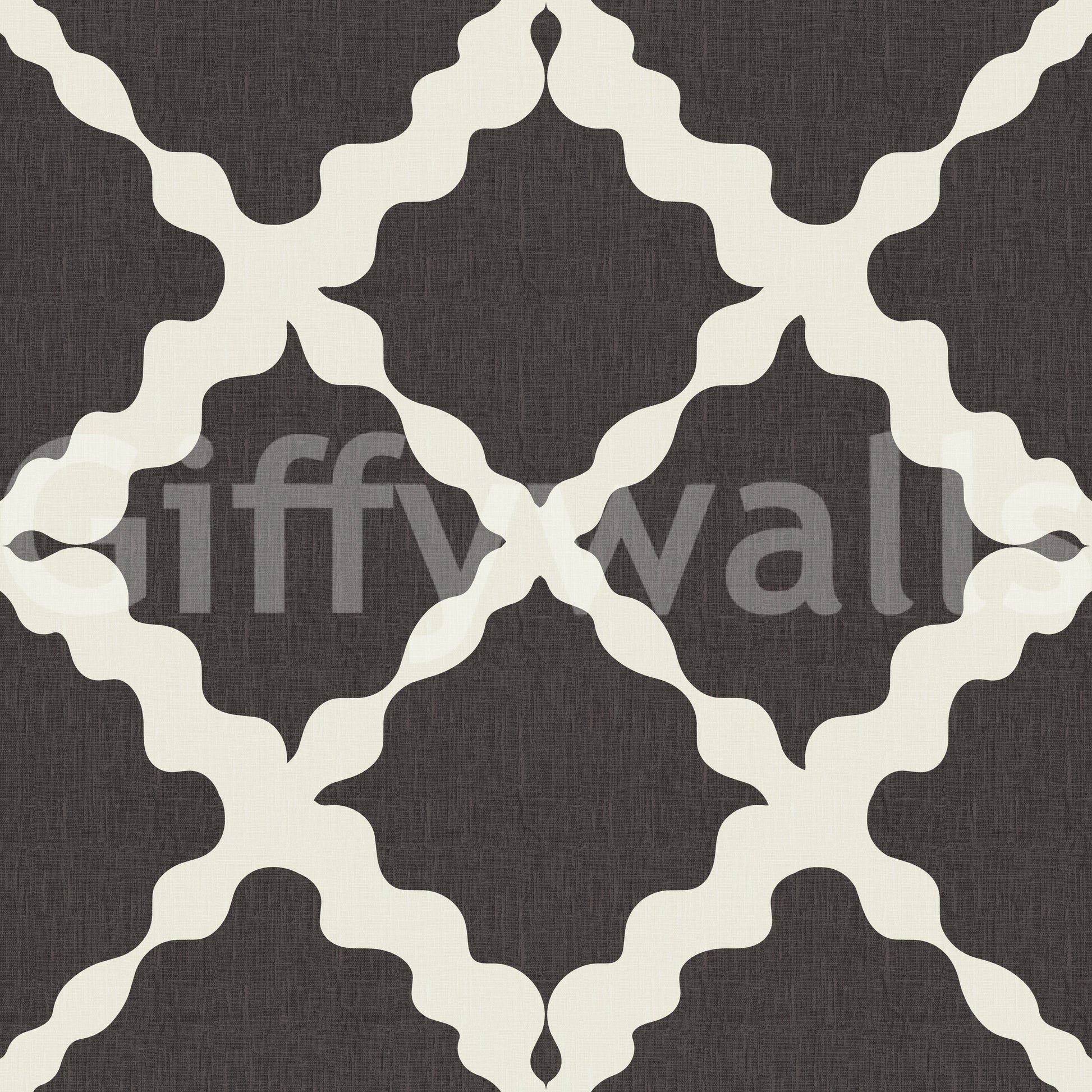 Wide cream bands snake through the Textured Lattice Trellis wallpaper to every corner.