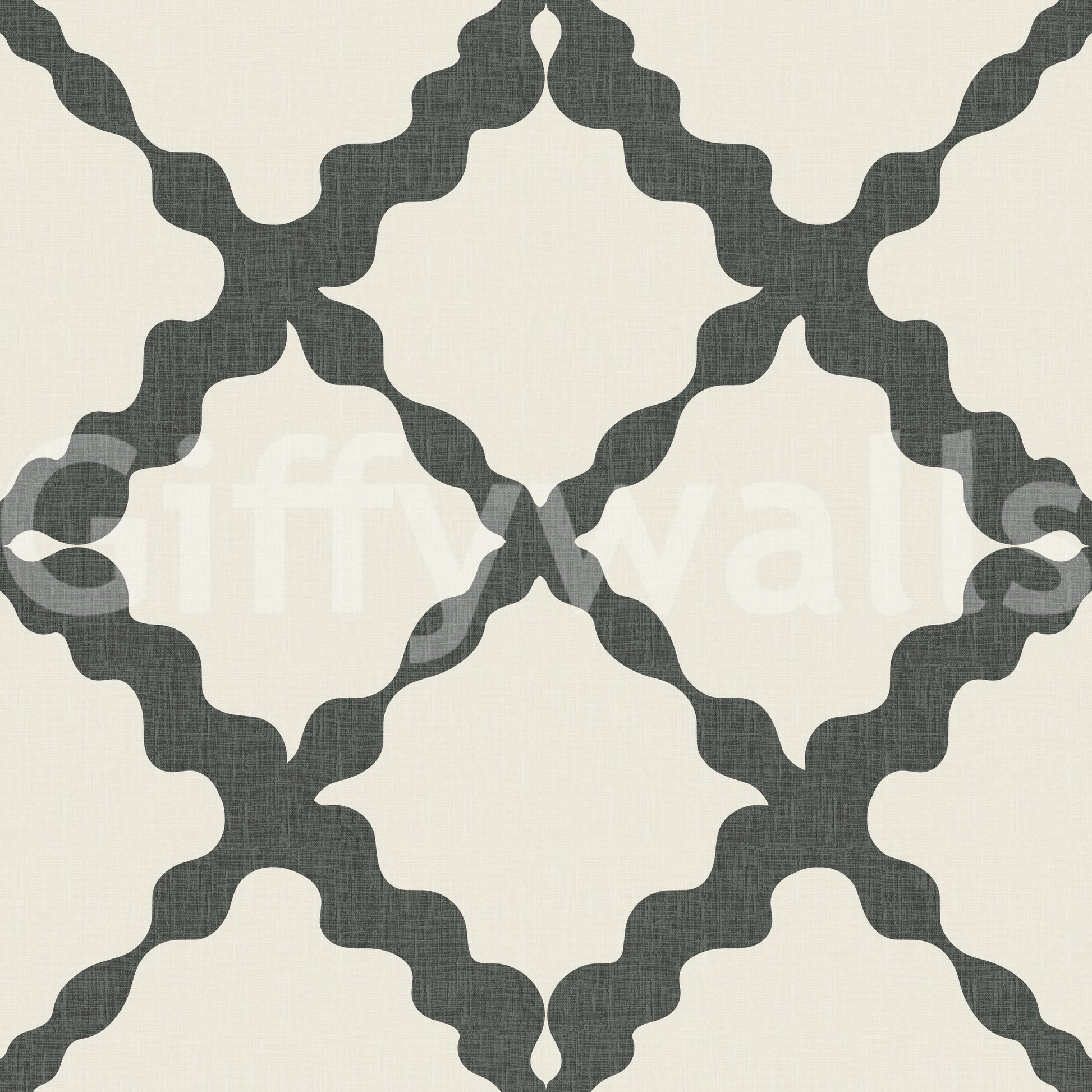 Diamond-edged motifs repeat at even intervals on the Lattice Trellis Modern wallpaper