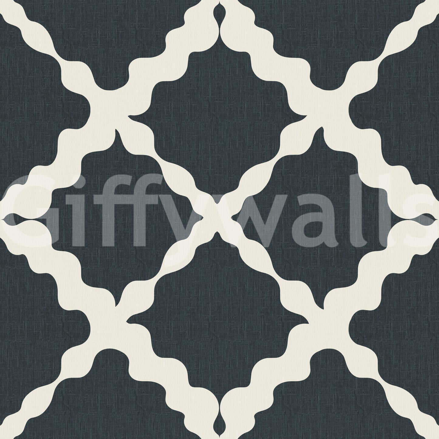 Intricate trellis wallpaper details reveal smooth pale pathways over dark backgrounds.