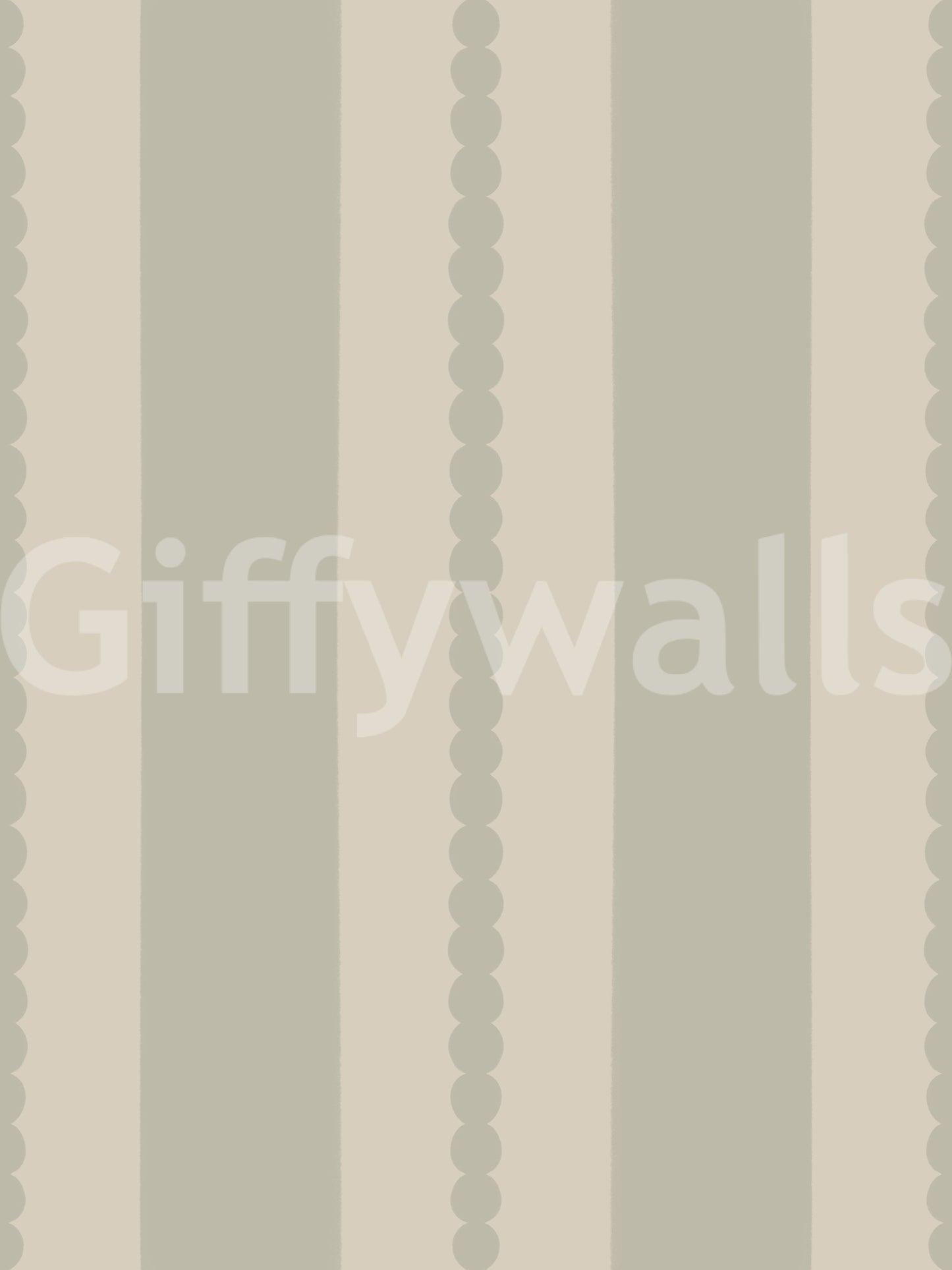 A seamless panel of Muted Scallop & Dot Stripes Wallpaper in neutral tones