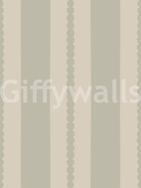 A seamless panel of Muted Scallop & Dot Stripes Wallpaper in neutral tones