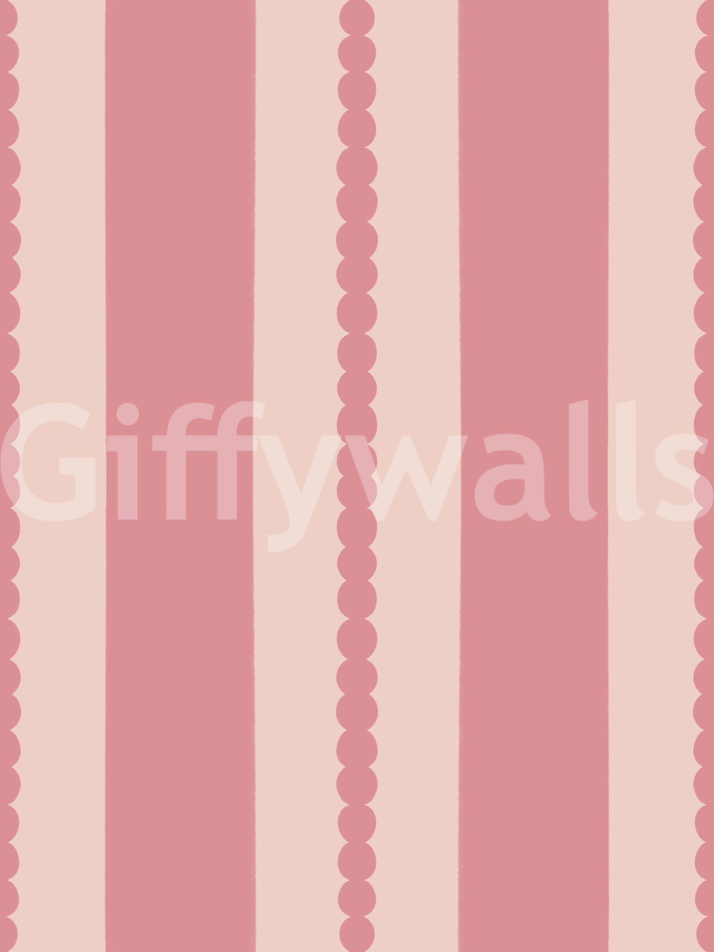 Wavy half circles running vertically down the Blush Scallop Stripes Wallpaper surface.