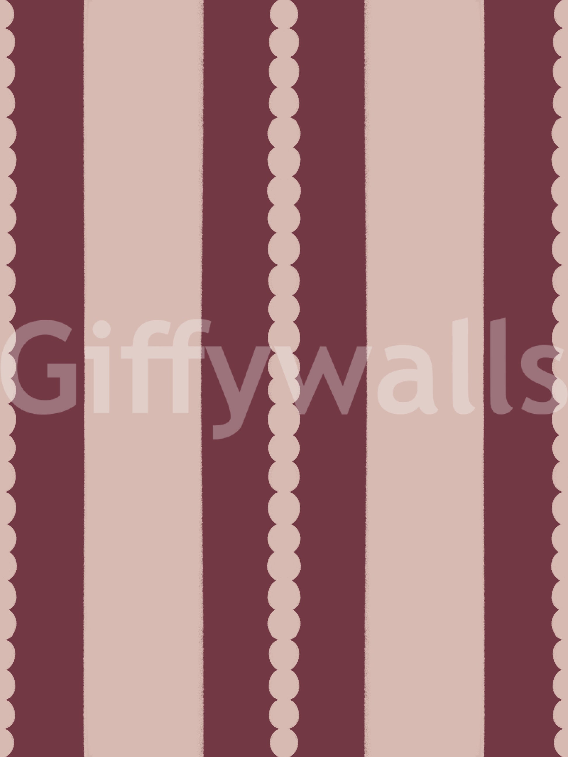 Blush & Berry Scallop Stripes Wallpaper featuring pale pink stripes