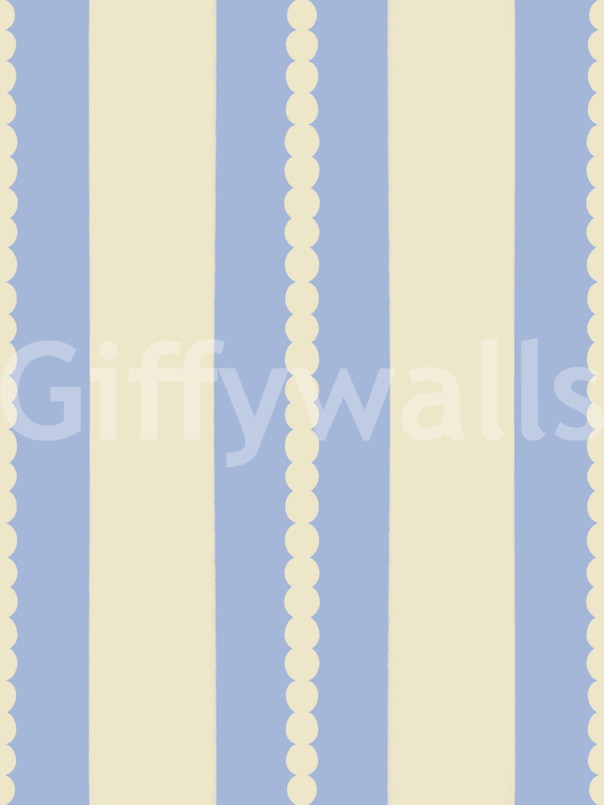 Scalloped Sky Stripes Wallpaper displaying detailed uniform wavy borders on columns.