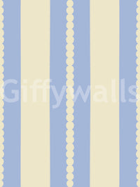 Scalloped Sky Stripes Wallpaper displaying detailed uniform wavy borders on columns.