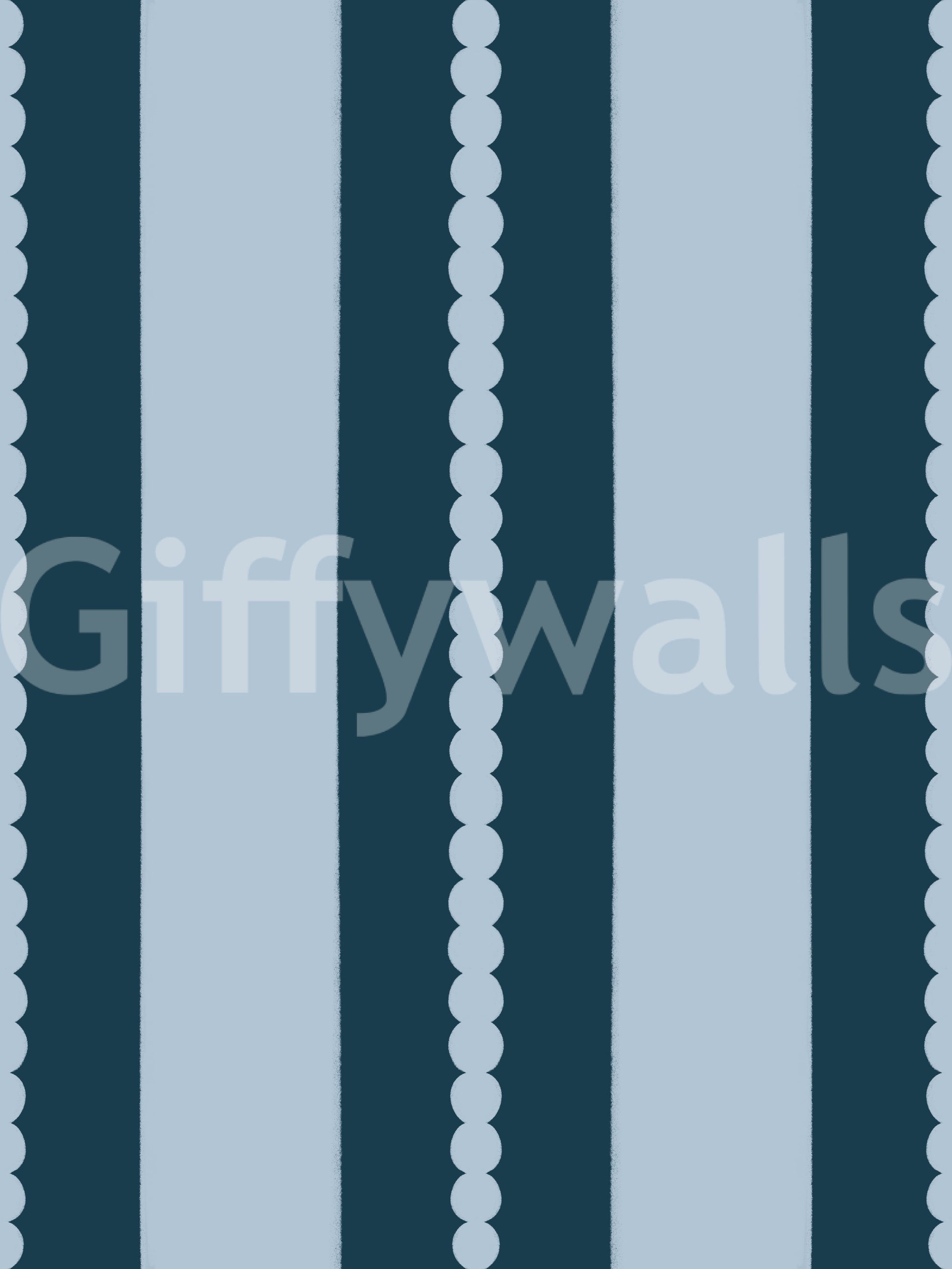 Harmony Wallpaper featuring blue columns and dot borders.