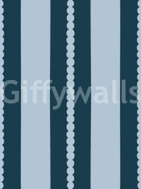 Harmony Wallpaper featuring blue columns and dot borders.