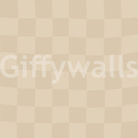 Easy hand on the checker grid pairs cafe latte and beige in a wavy wallpaper repeat.