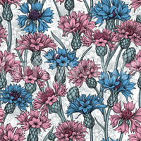 Cobalt blue buds intermingle flawlessly throughout the custom produced wallpaper.