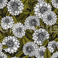 Continuous intersecting lines form large blossoms on the White Dahlia garden wallpaper.