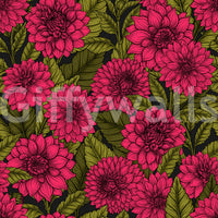 Repeating motifs establish a continuous nature theme within this dark garden wallpaper.