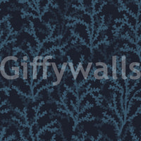 Aquatic flora motifs define the deep palette of this Indian Teal wallpaper.