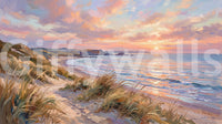 Distant cliffs fade into the horizon on this beautifully detailed Coastal wall mural.