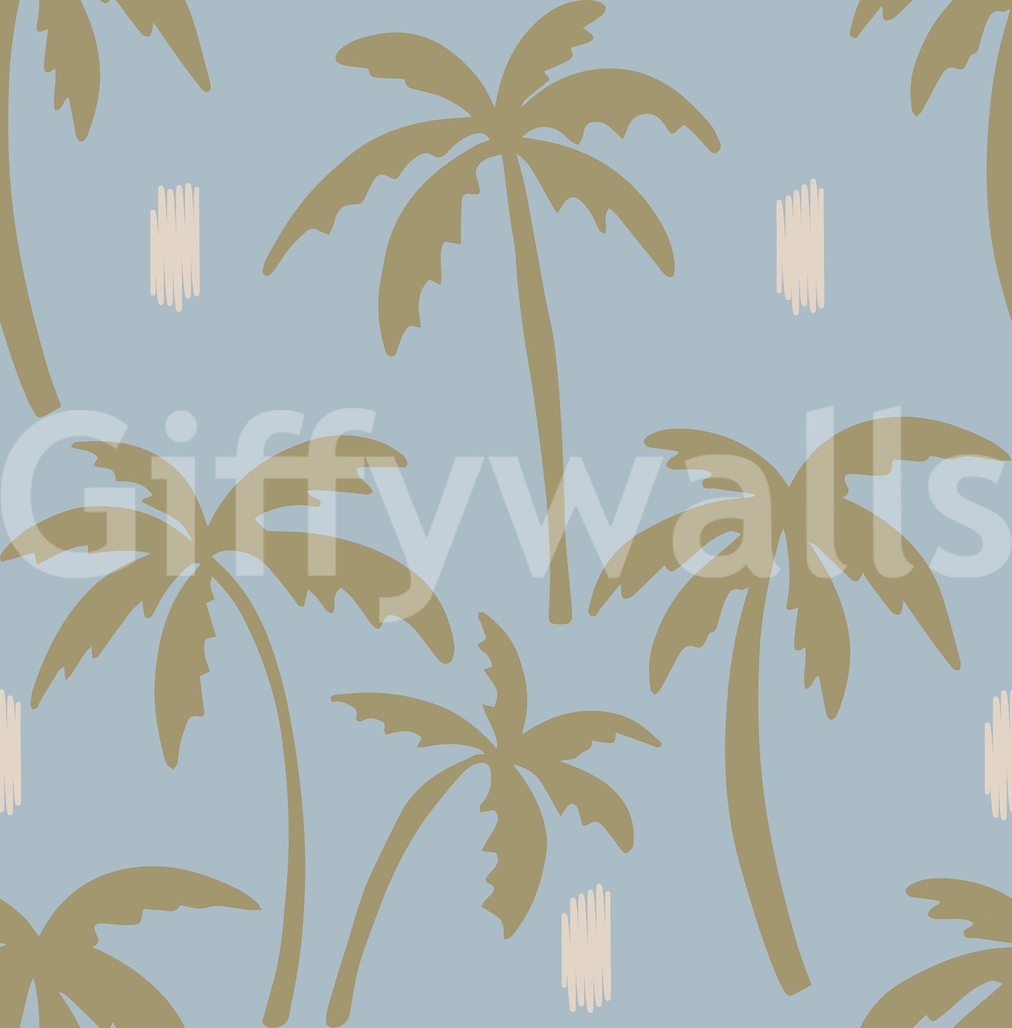 Soft Blue Palm Tree Wallpaper Boho Coastal Wallpaper⁠