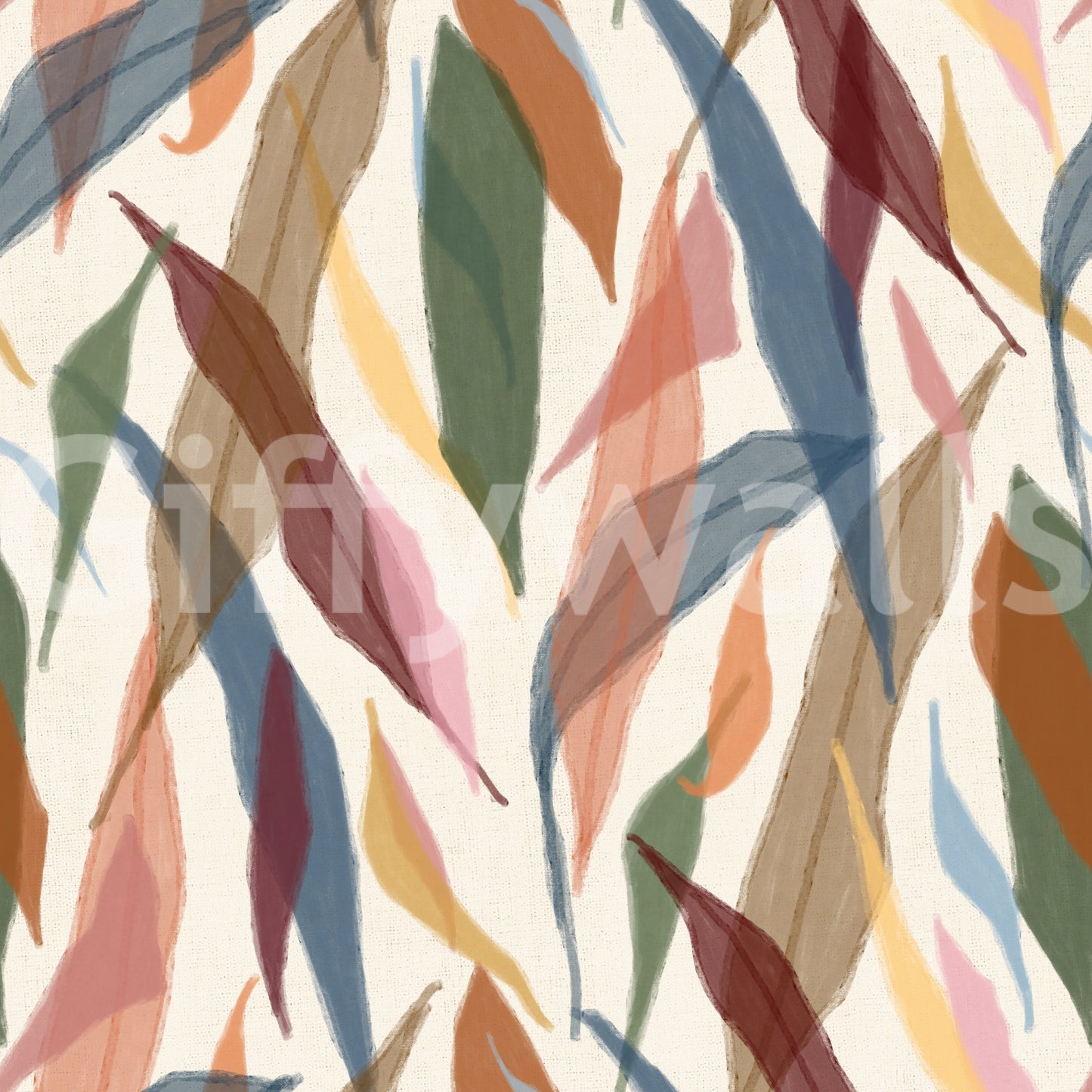 Tropical Painted Foliage Wallpaper⁠